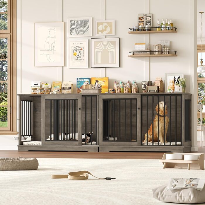 Клітка для собак FirFurd 120см: міцна метало-дерев'яна будка XXL для великих собак, 120x90x60 см, коричнево-біла