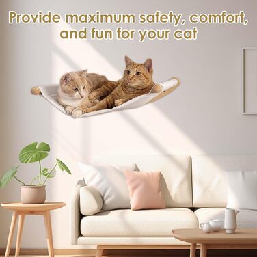 Ліжко для кота на стіну, гамак для кота на стіну, стійке ліжко-гамак для кота до 12 кг, ідеальне для лазіння та відпочинку (Бежевий)