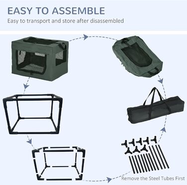 Транспортувальна переноска для тварин PawHut 80 см, сіра, для котів та собак (XS)