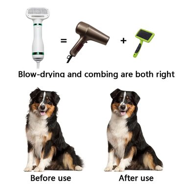 Фен для собак Kikuo 2-в-1, портативний для грумінгу, регульована температура, для собак та котів середніх та малих порід