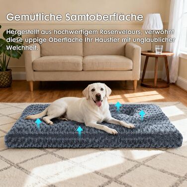 Homaxy Лежанка для собак великих порід, ортопедична, м'яка, з антиковзною основою, 74x54x7 см, темно-сіра