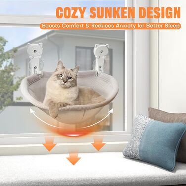 Кішка лежак на вікно Homegroove, 45 x 30 см, сірий, металевий каркас