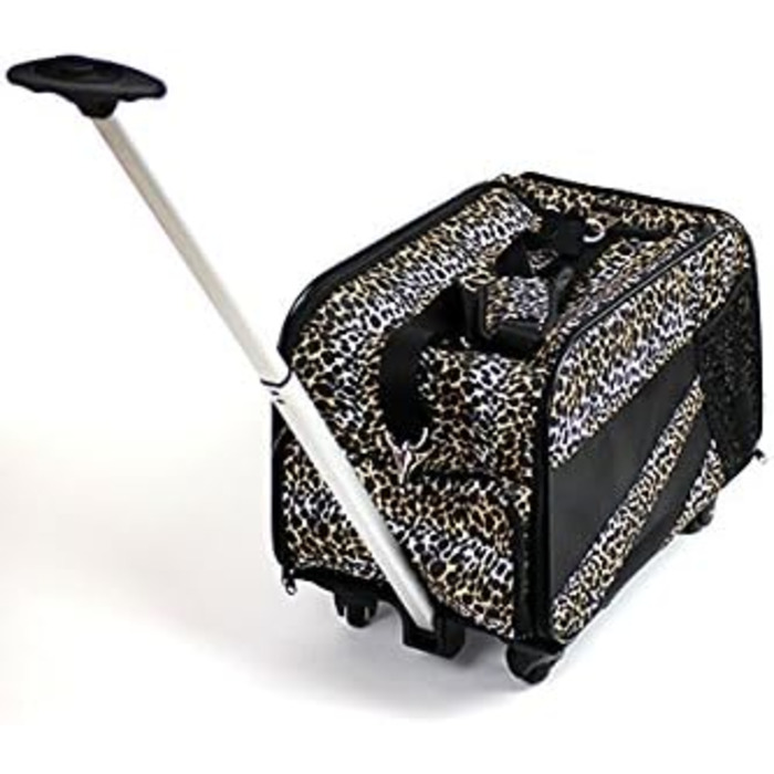Транспортна сумка для домашніх тварин DBEST Products, середнього розміру, м'які стінки, складана, для собак та котів, схвалена авіаперевізниками, сумка-переноска Leopard
