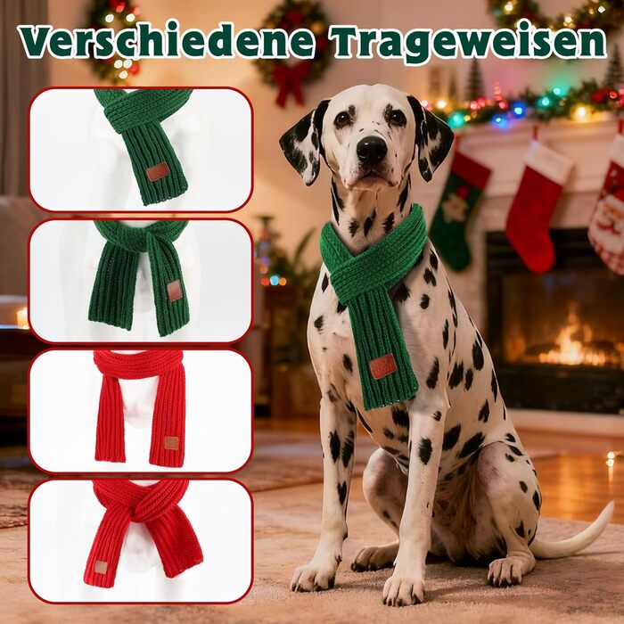 Новорічна шапка для собак та костюми для собак на Різдво. Шапка та шарфи для собак великих та середніх порід (червоний та зелений шарф)