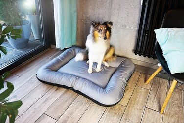 Ліжко для собак середніх порід 4L Textil KLEO, 90x70 см, бежеве, з блискавкою. Також: килимок, матрац, подушка для собак. Розміри: 80x60x10 см (сірий, з блискавкою)