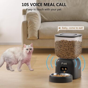 Автоматична годівниця для котів PUPPY KITTY з WiFi, керування через додаток, нержавіюча миска, легке очищення, запис голосу, 1-10 порцій на день