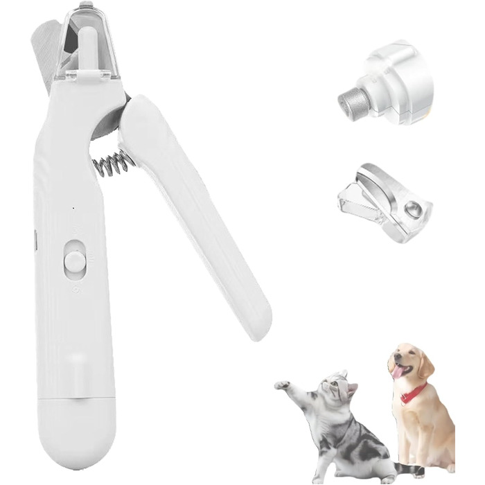 Yagerod Lichtschere Pro: 2-в-1 LED-ножиці для безпечної грумінгу лап без страху. З екраном, LED-підсвічуванням, тихим мотором та контейнером для шерсті (білий)