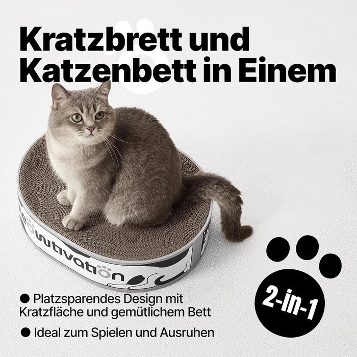 Кігтеточка-ліжко для котів з картонної коробки, 42 см, з котячою м'ятою
