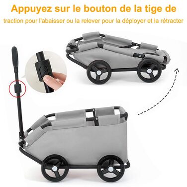 Дитяча коляска 3 в 1 для собак та котів, складний тролей для домашніх тварин з 4 EVA-колесами, сірим кольором (51 x 35 x 31 см)