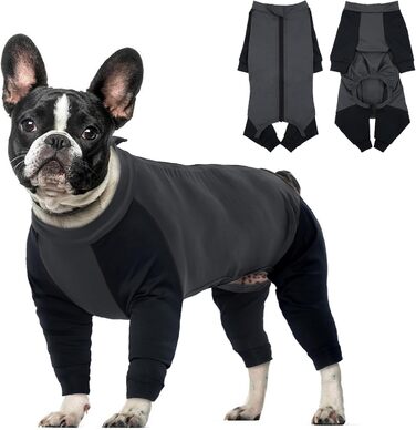 Комбінезон для собак, піжама для собак середніх порід, одяг після операції для Французького бульдога, Кокер-спанієля, Бігля (M, Сірий)