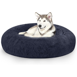 Кругле ліжко для собак і котів з плюшу, 120 см, сіре (4XL)