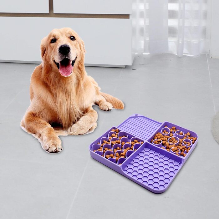 Лежак-ліжечко для собак і котів Kowaku з силіконовим ліжечком для ласощів, фіолетовий