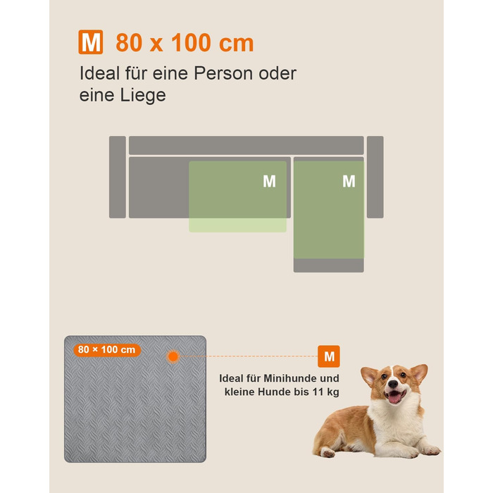 Водонепроникний килимок для собак, захист дивану та авто, килимок для собак на вулицю, міцний килимок для собак як захист для дивану та ліжка, неслизька підкладка - Сірий CTH017G (100 x 80 см)