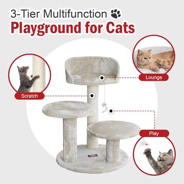 Меблі для котів Majestic Pet: багаторівневий когтеточка та ігровий комплекс для дому, 86,6 см, бежевий