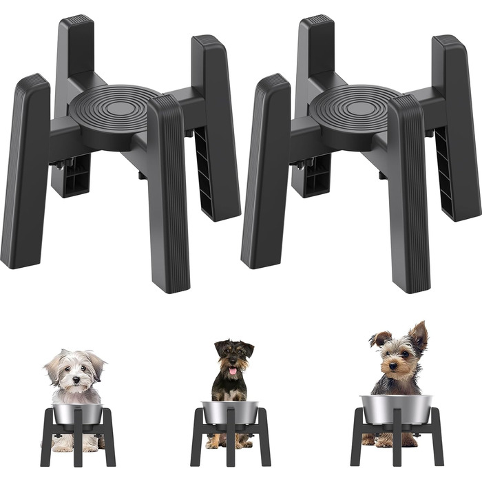 Підставки для мисок для собак JunsPow (2 шт.) - регульована ширина, для середніх та великих собак, стабільні та неслизькі [тільки підставка]