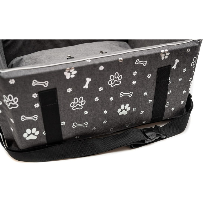 Автокрісло для собак Boutique Zoo | М'яке автокрісло для собак, котів та інших тварин | На заднє сидіння, пасажирське сидіння | Лежанка для собак, переноска для собак | Поліестер, штучна замша | Колір: Сірий | Розмір: M (47x40 см)