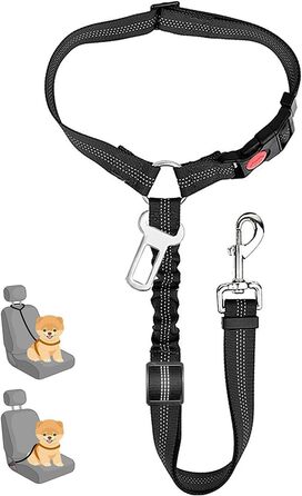Авторемні для собак, 2 шт., регульовані, безпечні повідки, автокріплення для тварин, котів, собак (з покращеною чорною версією з безпечною застібкою, 1 шт.)