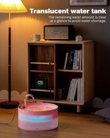 Автоматичний фонтан для котів BEMOONY 3.2 л, ультратихий з LED, 6 фільтрів і 3 поролонових фільтри, для кількох домашніх тварин