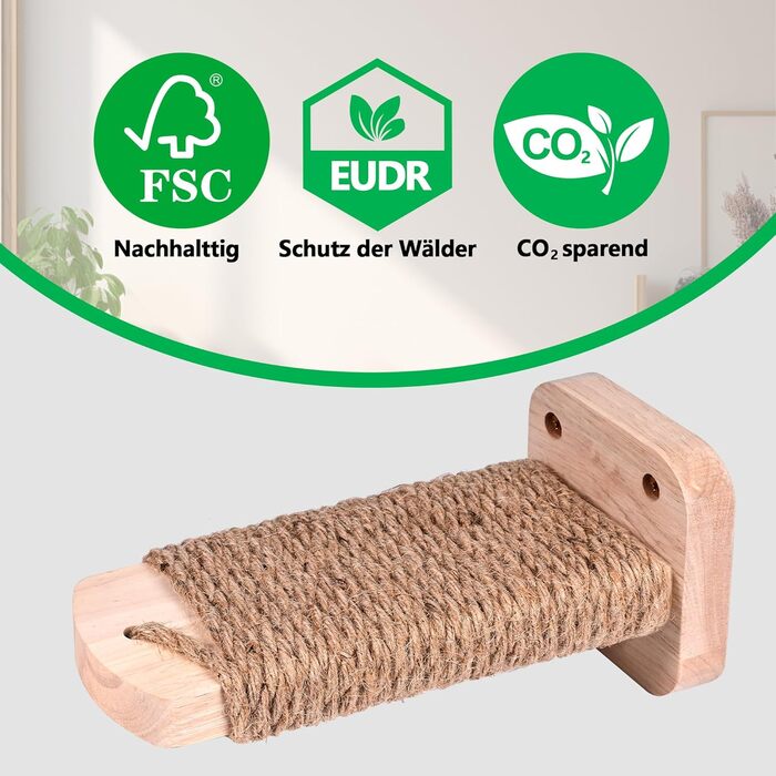 Сходинка для котів SIYUNTECH® на стіну (4 шт.), ігровий комплекс для котів, з дерев'яною платформою, з масивного гумового дерева 2 см, для лазіння та ігор, максимальне навантаження 35 кг, жовтий, 4 шт.