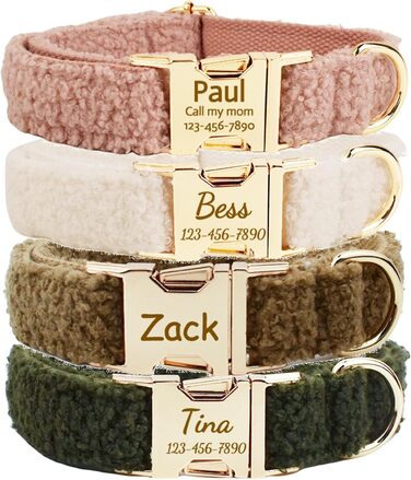 Персоналізоване собаче нашийник з металевою застібкою, з іменем та номером телефону. Регульовані розміри для великих та середніх собак (Collar 04)