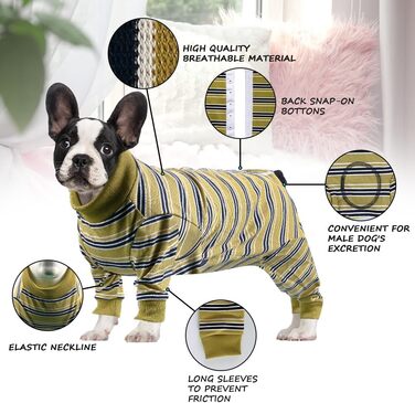 Захисний одяг для собак після операції: комбінезон для відновлення після кастрації/стерилізації (XXL, гірчичний)