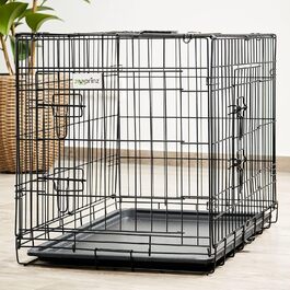 Складана переносна переносна собача будка ZooPrinz з міцного металу – клітка для собак з 2 дверцятами, з піддоном та ручкою для перенесення – 4 розміри (92,5 x 57,5 x 64 см)
