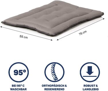 Підстилка для собак Wallace & Jones: м'яка, миється до 95°C, 75 x 55 см, сіра