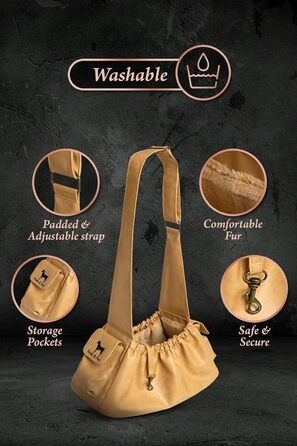 Трасик для собак Noah & Paw: переноска для маленьких собак до 10 кг з регульованим ремінцем та м'яким хутром, подвійний захист, веганська шкіра