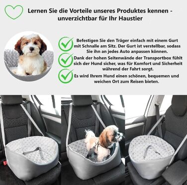 Автокрісло для собак KING DOG до 8 кг, сіре, 50x40 см. Зручна переноска з кріпленням на ремінь безпеки та м'яким килимком. Фолдне, миється. Підходить для SUV та легкових автомобілів.