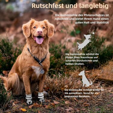 Водонепроникні собачі чоботи для захисту лап, 4 шт. Антиковзаючі чоботи для собак з неслизькою підошвою та світловідбиваючим кріпленням на липучці, для малих, середніх та великих собак (Сірий, XXL)