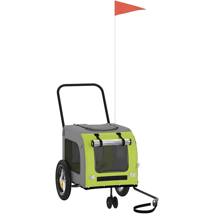 Причіп для тварин на велосипед з місцем для зберігання, зелено-сірий, для собак та котів