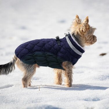Зимовий одяг для собак CITETOILE: теплий водонепроникний жилет з флісовою підкладкою та світловідбиваючими елементами (М, темно-синій)