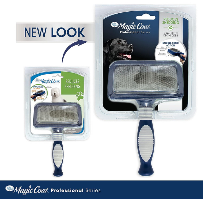 Професійна щітка для грумінгу домашніх тварин Four Paws, 2-в-1 (щітка-тріпач та вистригувач), для собак та котів, всі типи шерсті, середній розмір