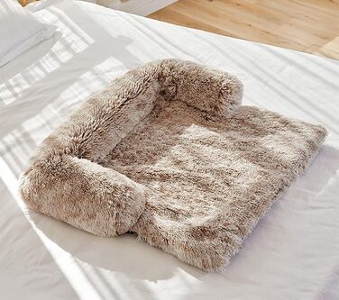 М'який лежак для собак та котів: лежанка-матрац, килимок для собак, захист дивану, водонепроникне дно, ковдра для собак, миється, 76x76x15 см, прямокутна, білий кавовий колір