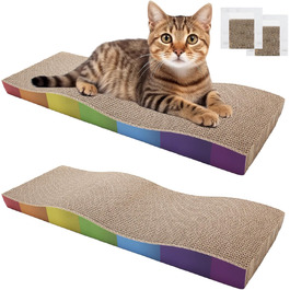 Котячі кігтеточки, 2 шт. Міцні картонні кігтеточки для котів з котячою м'ятою, перероблювана картонна підставка для дряпання котів 62.9 * 21.5 * 4.8 см, кігтеточки для догляду за кігтями