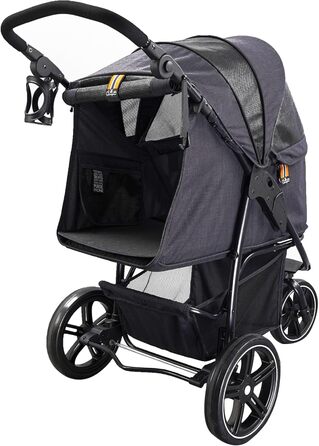 COOPER Складаний візок для собак до 32 кг | Регульована висота, кошик для покупок, Soft Touch ручки, світловідбиваючі елементи | Ідеальний для транспортування домашніх тварин (Чорний)