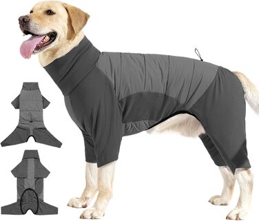 Зимовий одяг для собак: теплий, вітронепроникний зимовий одяг з коміром для малих, середніх та великих собак. Ідеально для прогулянок, походів та кемпінгу. Колір: сірий, розмір L