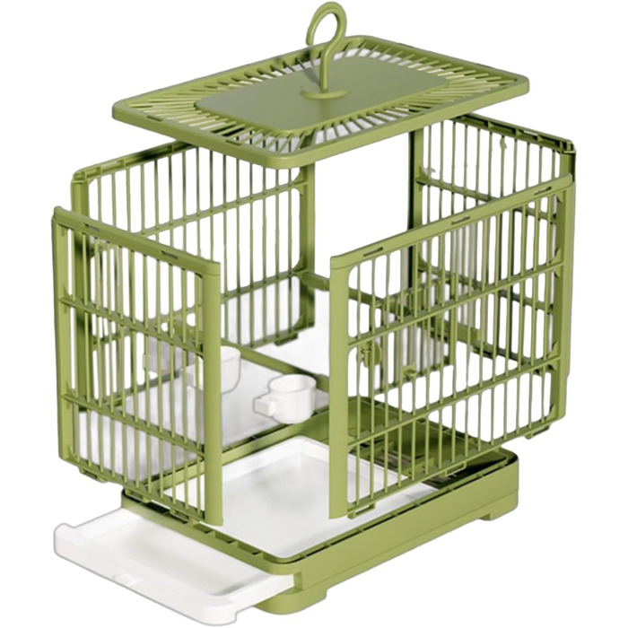 Переносний клітка-переноска для птахів (зелений, 32x25x13 см)