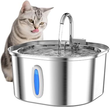 Автоматичний фонтанчик для котів та собак PEKTACO з нержавіючої сталі, 3.2L, з індикатором рівня води, тихий, з фільтром V01+1