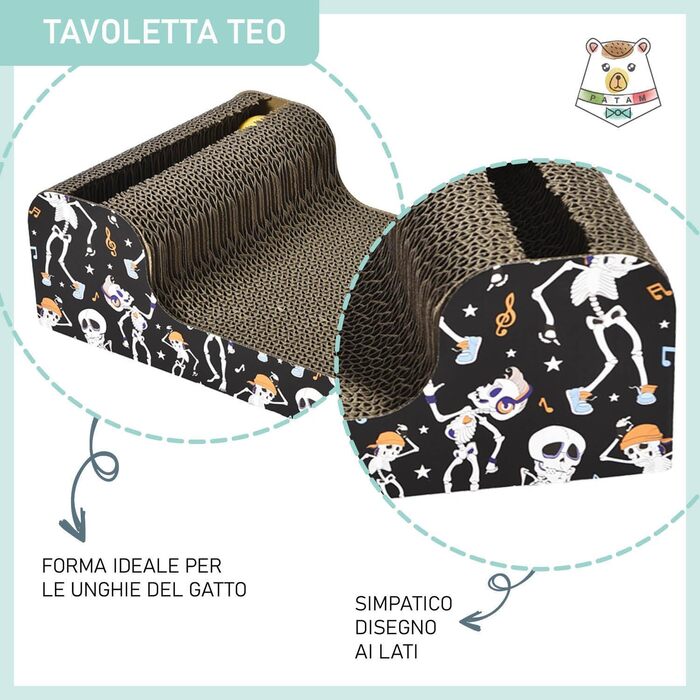 Екологічна кігтеточка з дзвоником: 2-в-1 для котів - 24x45x5 см (Teo)