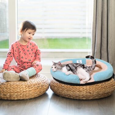 Ортопедичне ліжко для собак PETCUTE великих порід, зручне, з антиковзною основою та знімним чохлом, блакитне