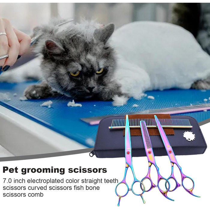 Набір для стрижки собак: професійний набір з 7 предметів з нержавіючої сталі | Стрижка собак та інших домашніх тварин