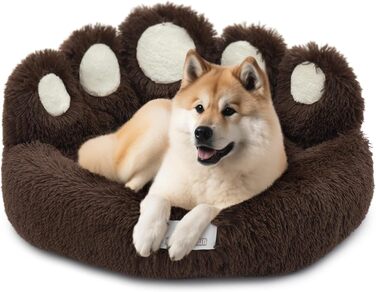 Кругле лежанка для собак Pfoten&nasen® Bärenpfote, 55-65 см, коричнева, XS, плюшеве, зручне, миється
