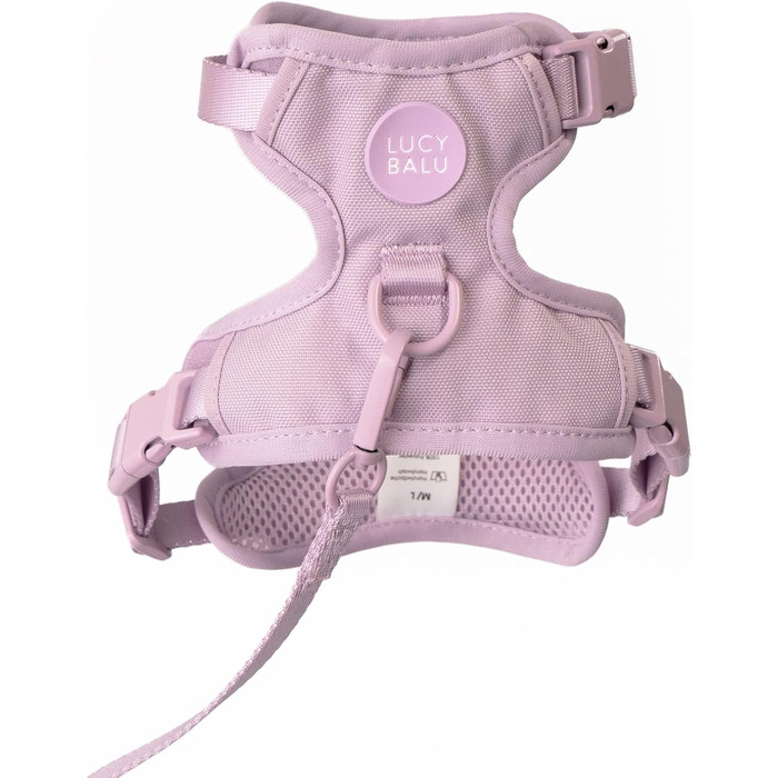 Шлейка для котів LucyBalu® Explorer з повідком | Безпечна шлейка з відділенням для AirTag | Lila XS/S