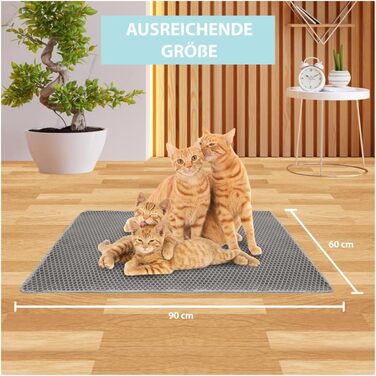 Matte Plazzid® для котячого туалету: XXL, 90x60 см, сіра, водонепроникна, з кріпленням