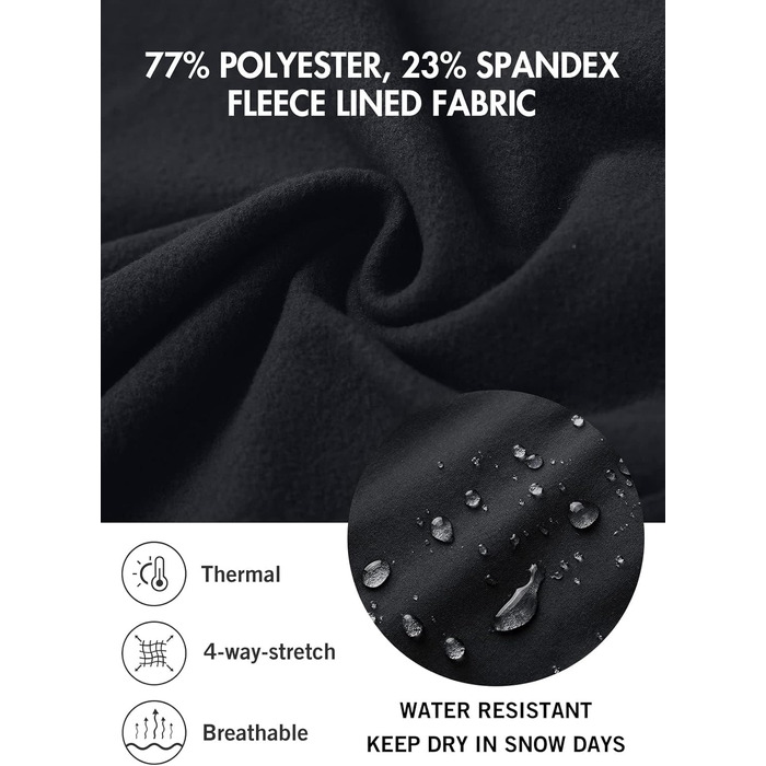 Брюки для їзди верхи Baleaf для жінок та дівчаток, зимові, утеплені, з підкладкою, водонепроникні, з кишенею для телефону, чорні, розмір M