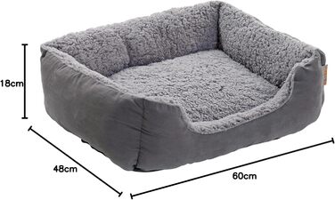 Крісло-лежанка для собак ESTEXO, лежанка для тварин, м'яке гніздо для собак, 60x48x18 см, темно-сірий/сірий колір