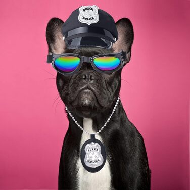 Костюм поліцейського для домашніх тварин Yewong: комплект аксесуарів для собак та котів (м'язка шапка, значок, сонцезахисні окуляри)