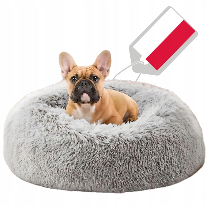 М'яке плюшеве ліжко для собак, сіре, 65 x 65 см