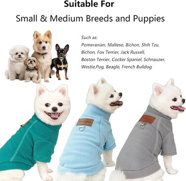 Пуловери для собак - 2/3 шт. з флісу, теплі, з високим коміром, для маленьких собак, кошенят, тепла зимова одяг для домашніх тварин (Сірий, Зелений, Синій, M)